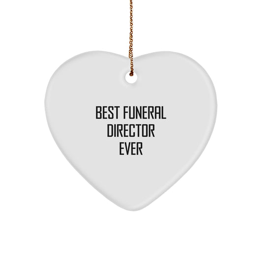 Funny Gifts from Friends, Family & Coworkers for Best Funeral Director Ever, Heart Ornament for Christmas - Image 1
