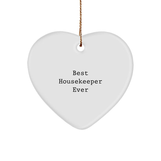 Gifts from Friends, Gifts for the Best Housekeeper Ever, Heart-Shaped White Ornament for Christmas - Image 1