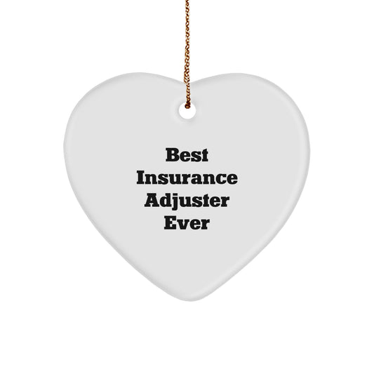 Unique Gifts from Friends for Insurance Adjuster, Best 'Insurance Adjuster' Ever Heart Ornament, Christmas Memorable Present - Image 1