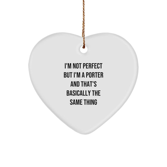 Funny Christmas Unique Gifts from Men to Porter Heart Ornament - Image 1