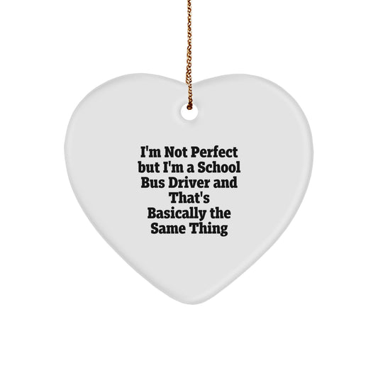Funny School Bus Driver Heart Ornament Gifts from Friends to Men, Women, Family, Christmas Unique Presents - Image 1