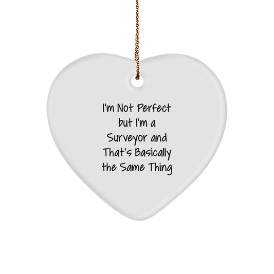 Surveyor Gifts from Friends, Family, or Coworkers - Heart Ornament with Funny Quote - Christmas Unique Presents for Surveyor - Image 1