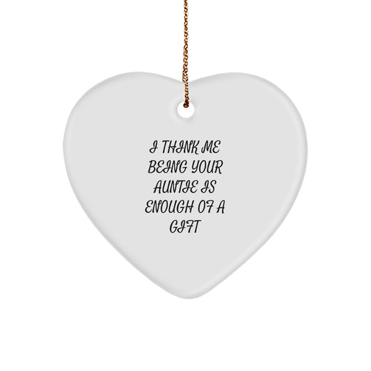 Funny Auntie Heart Ornament Gifts from Family - Unique Christmas Decorations for Auntie - Heart Shaped MDF Gift from Family - Image 1
