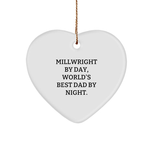 Funny Millwright Heart Ornament Gifts from Men to Millwright, Heart Shaped Christmas Unique Gifts - Image 1