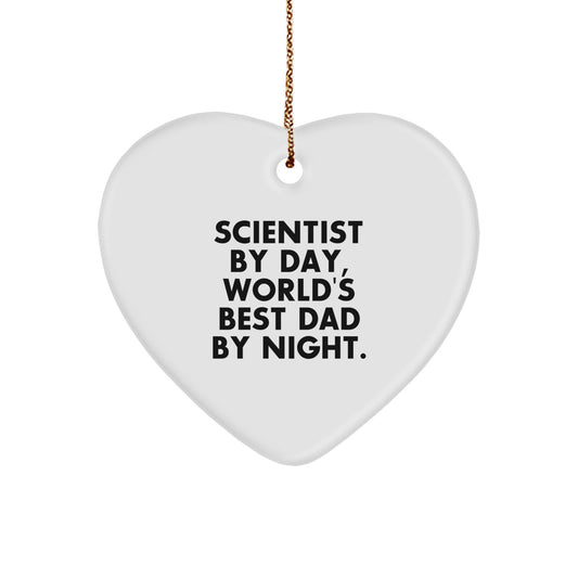 Funny Scientist Dad Heart Ornament Gifts from Men to Family for Christmas Unique - Image 1