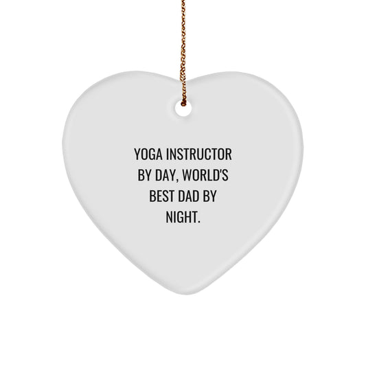 Yoga Instructor Gifts from Men - Funny Heart Ornament for Yoga Instructor By Day, World's Best Dad By Night., Christmas Unique Gifts - Image 1