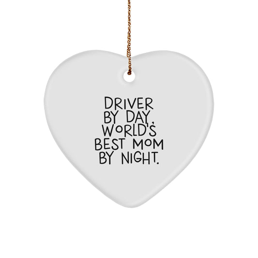 Funny Driver Gifts from Men - Driver by Day Heart Ornament with Gold Cord, Perfect for Christmas Unique Gifts for Driver - Image 1
