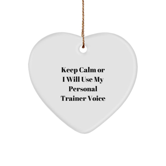 Funny Personal Trainer Gifts for Men, Heart Ornament from Friends, Christmas Unique Gifts for Personal Trainer Enthusiasts, Keep Calm - Image 1