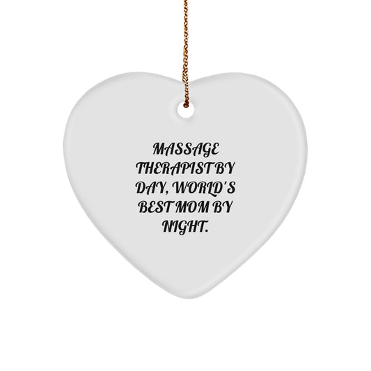 Massage Therapist Gifts from Men, Funny Heart Ornament Christmas Unique Gifts for Massage Therapist By Day, World's Best Mom By Night. - Image 1