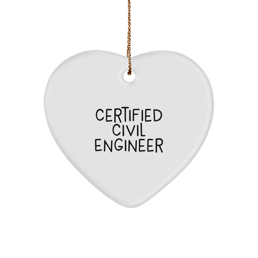 Funny Civil Engineer Heart Ornament Gifts from Friends, Christmas Unique Gifts for Civil Engineer Men, Women, Coworkers, Family - Image 1