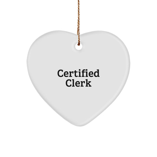 Funny Quote Heart Ornament for Clerk Gifts from Friends, Unique Christmas Memorable Presents for Office Coworkers - Image 1