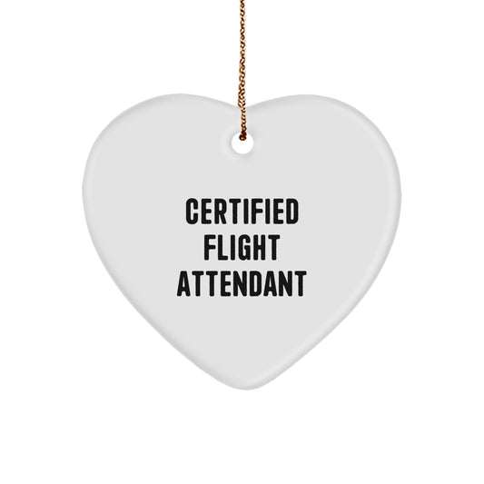 Funny Flight Attendant Gifts from Friends - Certified Flight Attendant Heart Ornament for Men Women Coworkers Family Christmas - Image 1