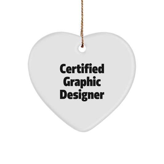 Gifts from Friends to Graphic Designers, Funny Quote Heart Ornament, Christmas Unique Gifts - Image 1