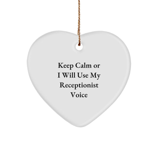 Funny Receptionist Heart Ornament Gifts from Friends for Coworkers, Christmas Unique Office Decor - Image 1