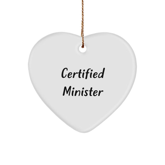 Funny Minister Christmas Unique Gifts from Friends and Family - Heart Ornament for Minister, Certified Minister, Inspirational Quote - Image 1