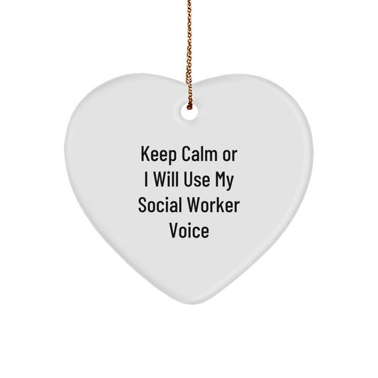 Social Worker Heart Ornament, Funny Quote, Gifts from Friends for Social Workers, Unique Christmas Unique Gifts - Image 1