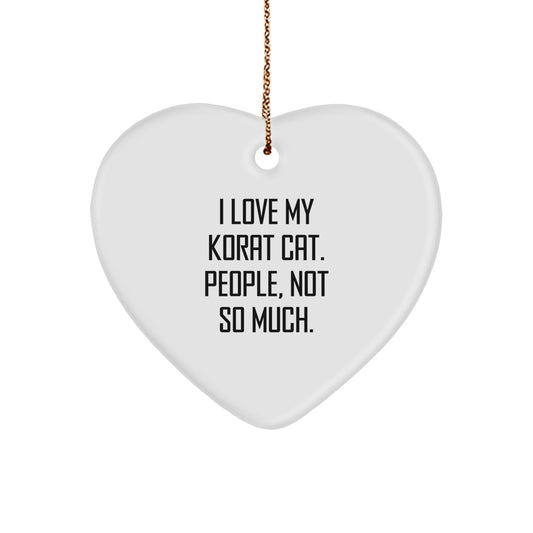 Funny Korat Cat Heart Ornaments Gifts from Friends for Women Korat Cat Lovers, Christmas Unique Gifts, Heart Shaped Decorations, Handmade Korat Cat Gifts from Men - Image 1