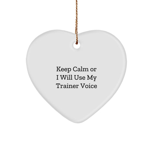 Funny Trainer Heart Ornament Gifts from Friends or Family, Gifts for Trainer Men or Women, Keep Calm Or I Will Use My Trainer Voice Christmas Unique - Image 1