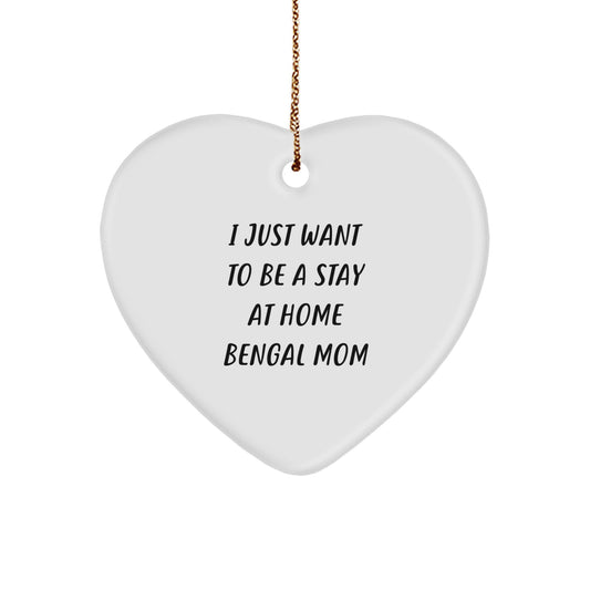 Funny Bengal Cat Mom Christmas Heart Ornament Gifts from Family for Bengal Cat Lovers - Image 1