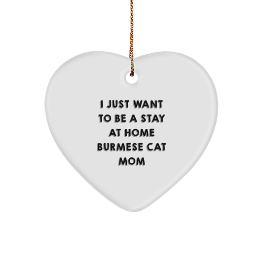 Funny Burmese Cat Mom Gifts from Family, Unique Heart Ornament for Burmese Cat Lover, Christmas Unique Gifts from Daughter - Image 1