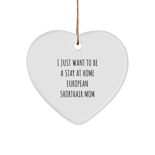 European Shorthair Cat Mom Heart Ornament Funny Gift for Stay at Home Moms from Family - Image 1