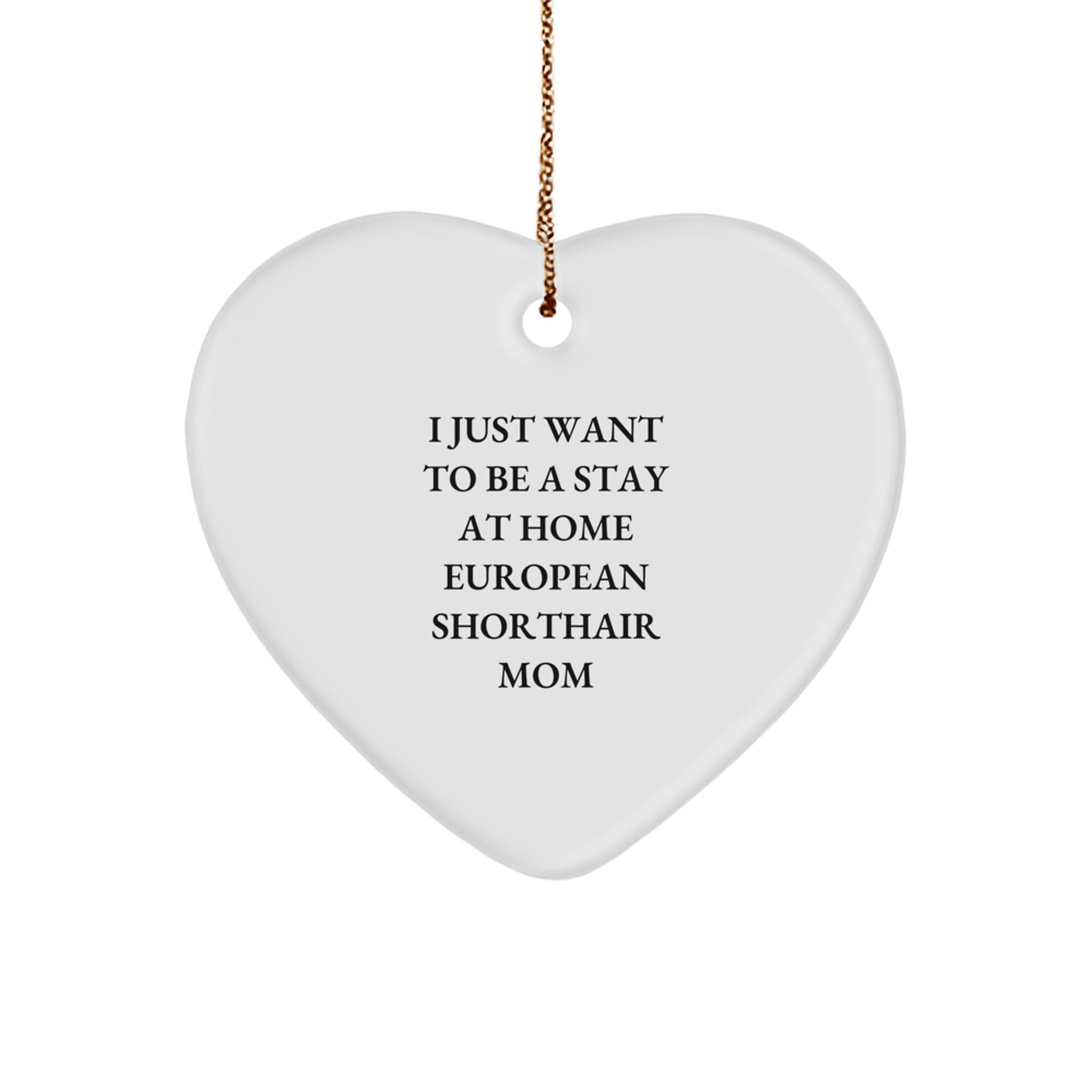 Funny Gift for European Shorthair Cat Mom, Heart Ornament Christmas Unique Gifts from Mom to Mom, I Just Want To Be A Stay At Home - Image 1