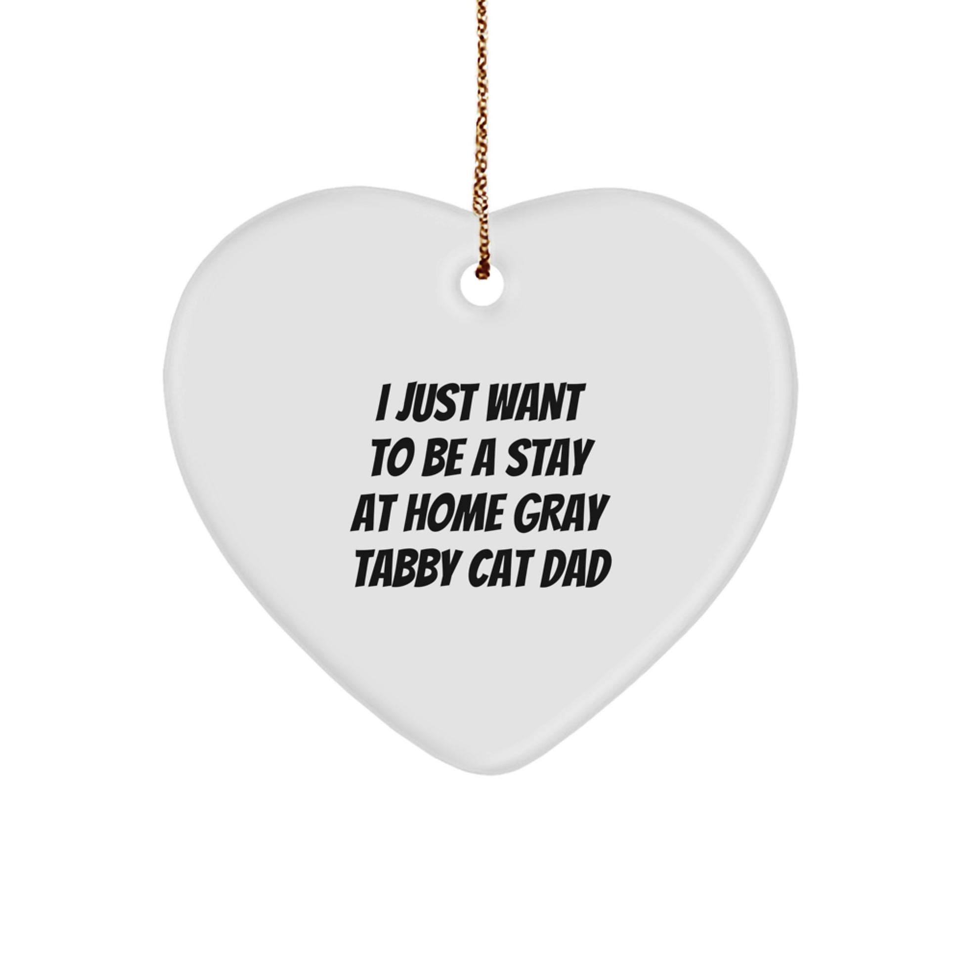 Funny Gray Tabby Cat Dad Gifts from Men to Friends, Gray Tabby Cat Heart Ornament for Christmas Unique Gifts - Image 1