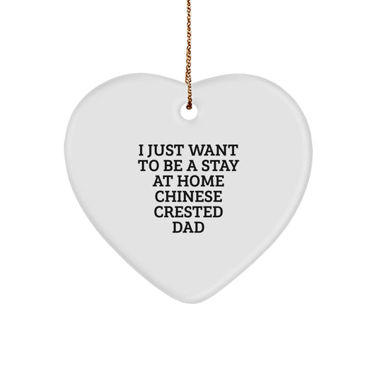 Funny Chinese Crested Dog Dad Gifts - Heart Ornament for Christmas Unique Gifts from Men to Family - Image 1