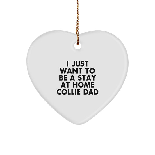 Funny Collie Dog Gifts from Dad to Son - Heart Ornament for Christmas Unique Presents - Image 1