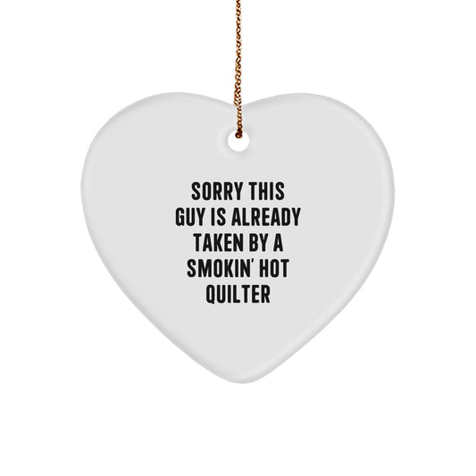 Funny Quilter Heart Ornament Gifts from Men to Quilter Friends and Family for Christmas Unique Presents - Image 1