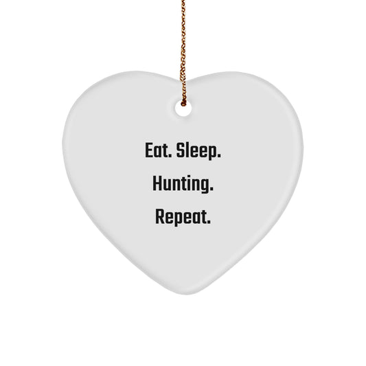 Hunting Heart Ornament Gift from Friends - Eat. Sleep. Hunting. Repeat. - Christmas Unique Hunting Decor - Image 1