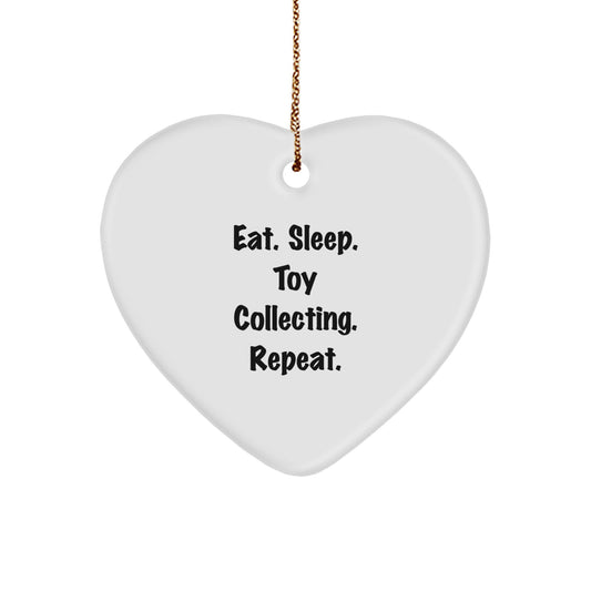Funny Heart Ornament Gifts from Family for Toy Collecting Enthusiasts - Eat. Sleep. Toy Collecting. Repeat. - Christmas Unique Decor - Image 1