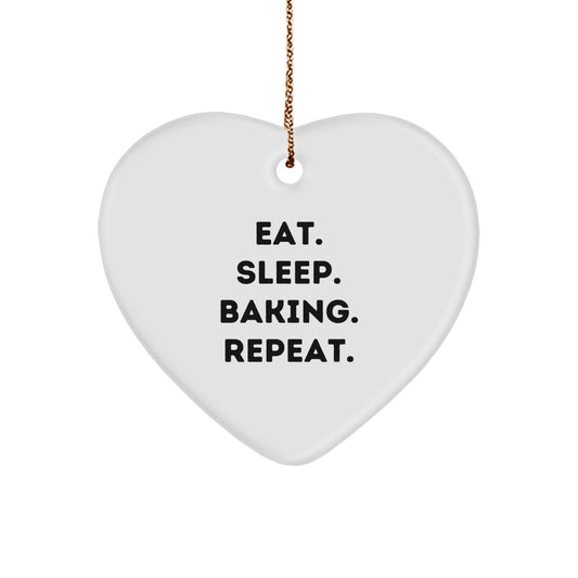Funny Baking Gifts for Women Heart Ornament Eat Sleep Baking Repeat Christmas Memorable Present - Image 1