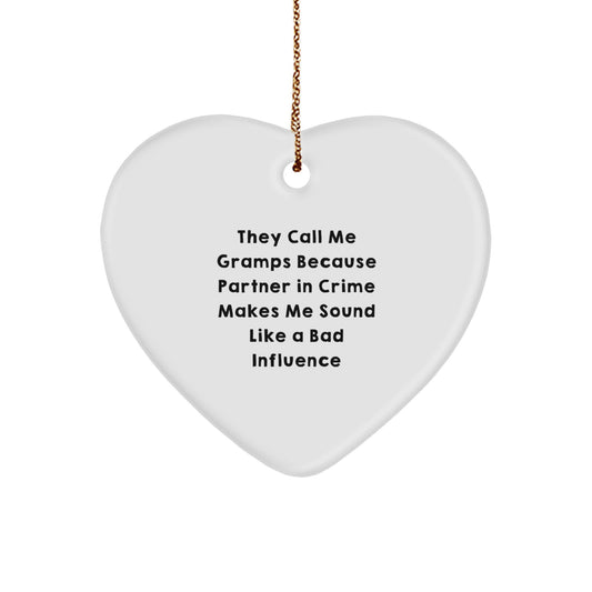 Funny Gramps Gifts, Heart Ornament for Men, Christmas Unique Gifts from Partner in Crime Lover - Image 1