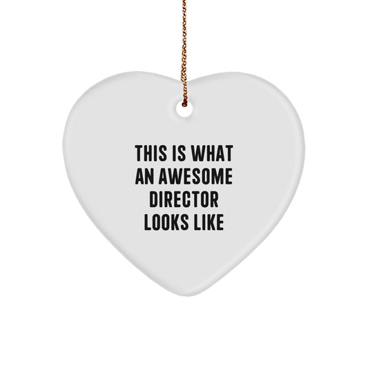 Funny Director Quotes Heart Ornament Gifts for Men, Women, Friends, Coworkers, Family - Christmas Unique Presents from Husband, Wife, Sweetheart, Sweethearts - Image 1