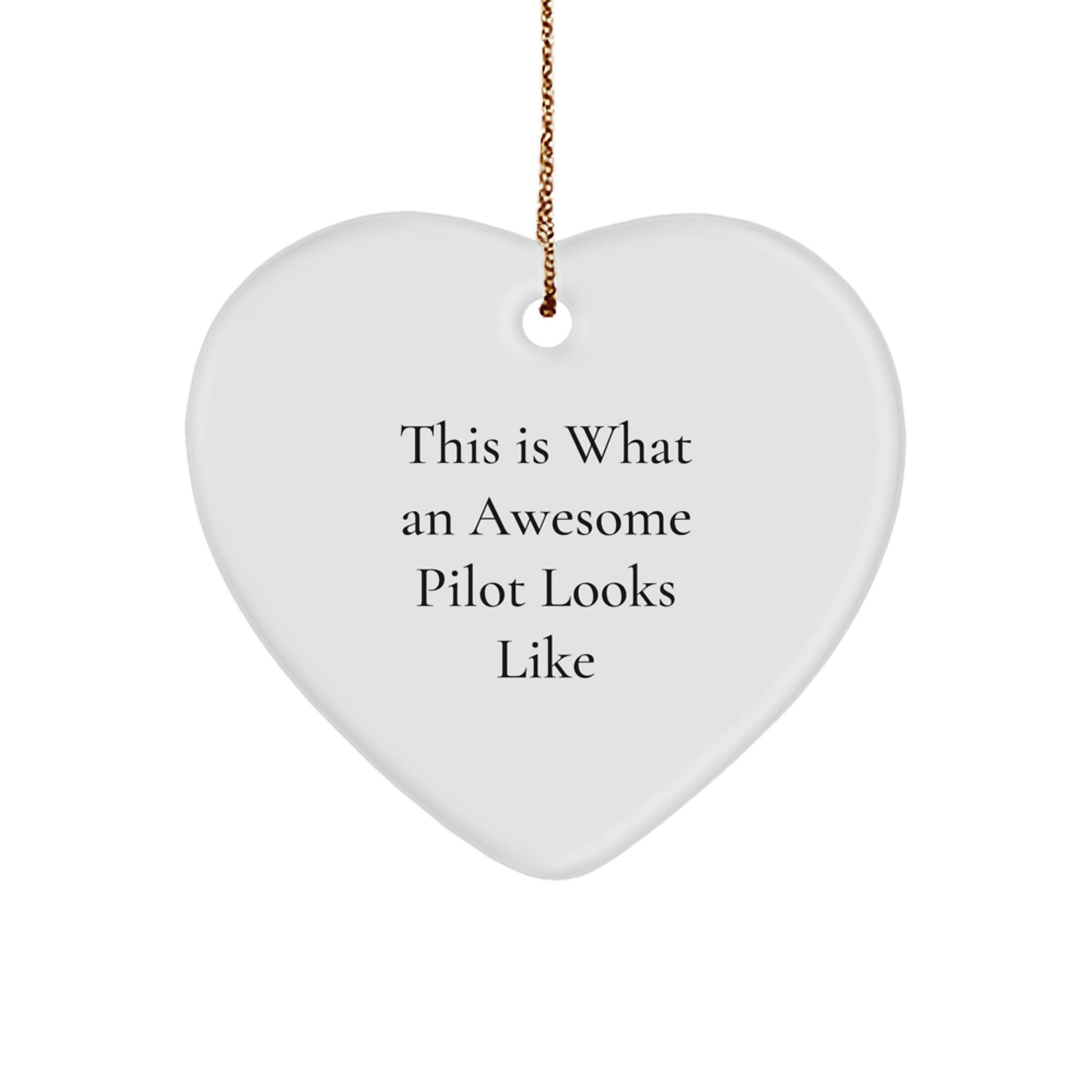 Funny Pilot Gifts from Men for Christmas - Heart Ornament with 'This Is What An Awesome Pilot Looks Like' Quote - Unique Pilot Heart Ornament for Christmas - Image 1