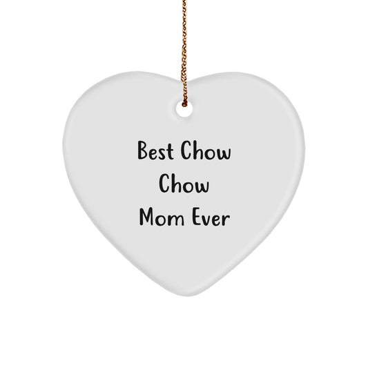 Funny Chow Chow Dog Christmas Unique Gifts for Mom from Daughters, Heart Ornament Best Mom Ever Quote, Unique Christmas Unique Gifts for Women - Image 1