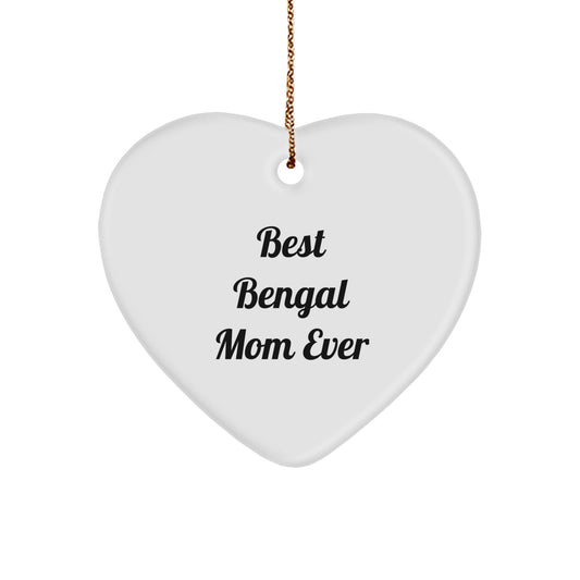 Bengal Cat Mom Gifts from Family - 'Best Bengal Mom Ever' Heart Ornament for Christmas - Image 1