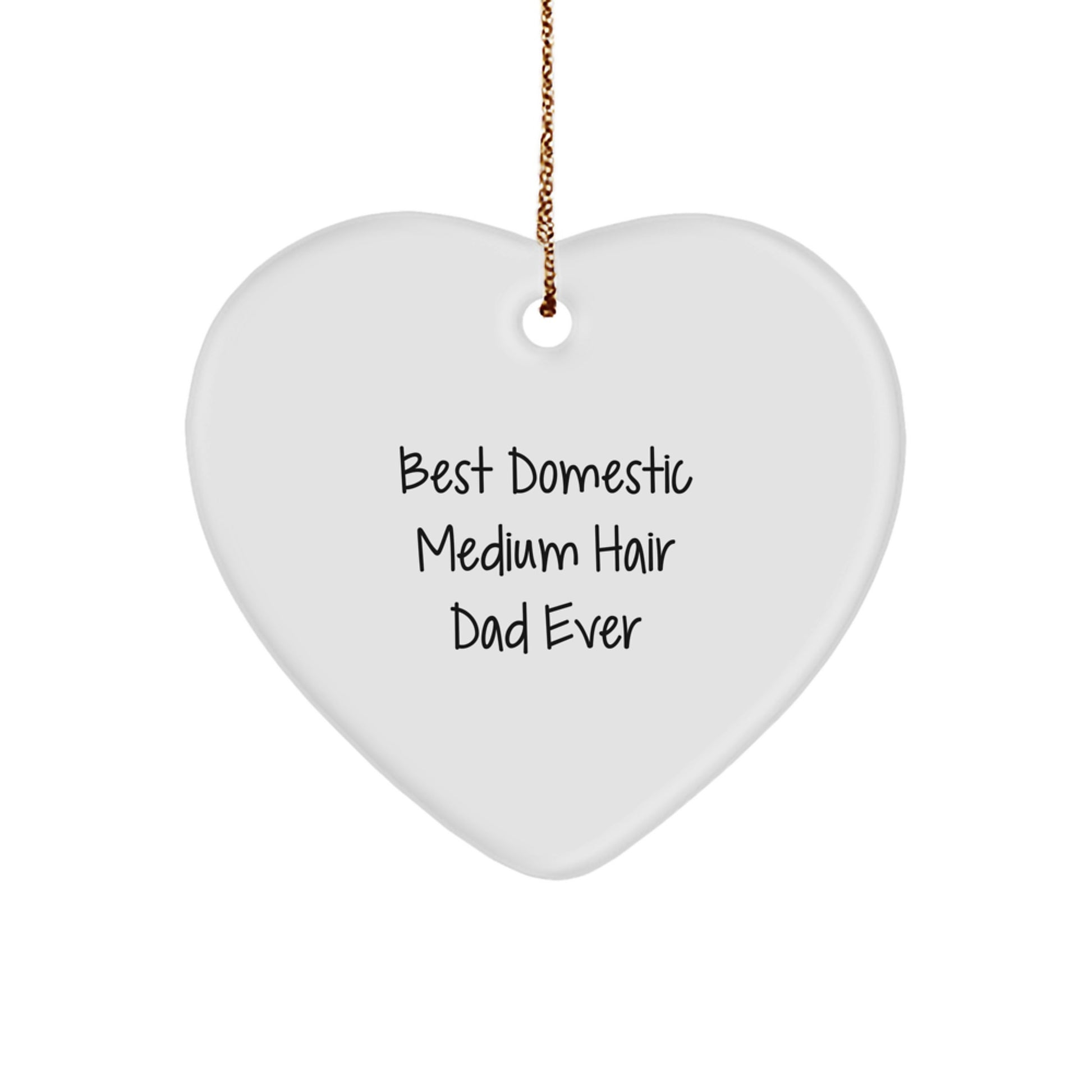 Funny Domestic Medium Hair Cat Heart Ornament Gifts from Dad to Family, Best Dad Ever, Christmas Unique Gifts for Him or Her - Image 1