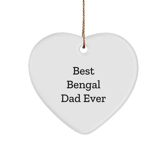 Funny Bengal Cat Dad Gifts for Family - Heart Ornament with 'Best Bengal Dad Ever' Quote for Christmas - Image 1