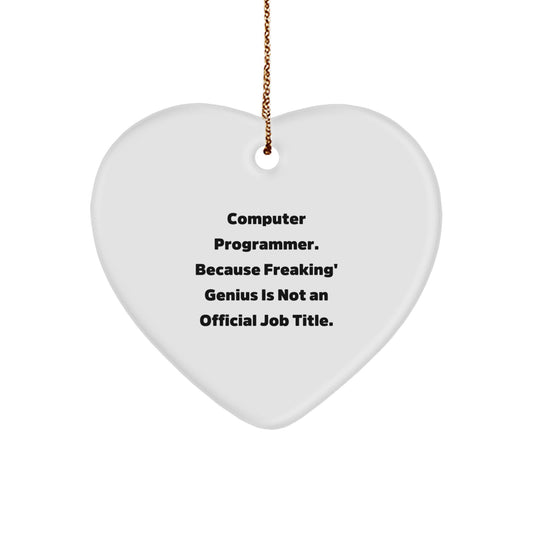 Computer Programmer Heart Ornament, Funny Quote Gifts for Men, Christmas Unique Gifts from Friends, Coworkers, Family - Image 1