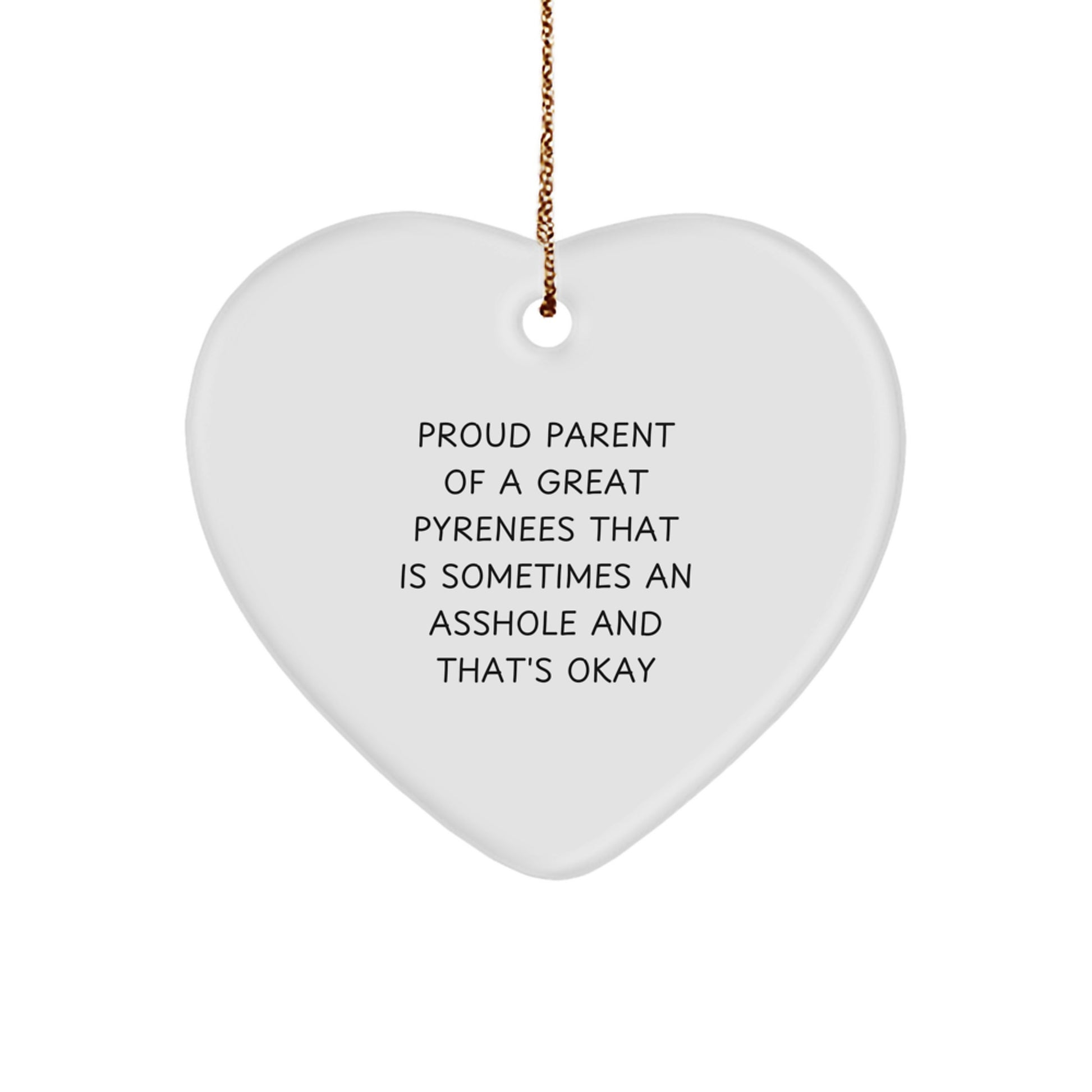 Funny Great Pyrenees Dog Gifts for Men - Proud Parent Ornament, Heart Shaped, White, Christmas Unique Gifts from Friends for Family - Image 1