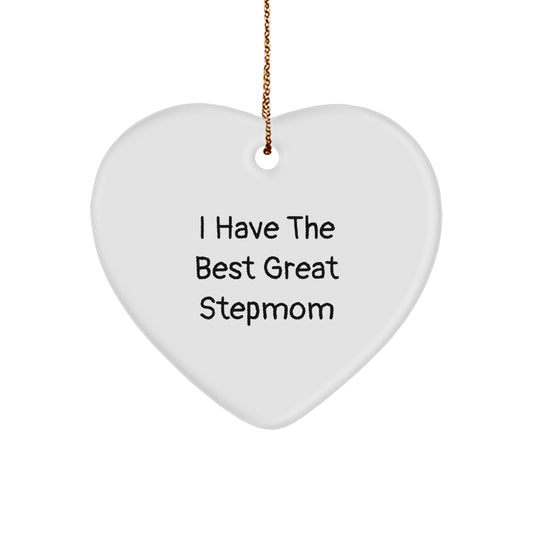 Funny Stepmom Gifts from Men, Gifts for Stepmom Heart Ornament 'I Have The Best Great Stepmom' Christmas Unique Tokens - Image 1