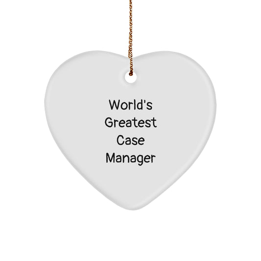 Funny Case Manager Gifts for Christmas, 'World's Greatest Case Manager' Heart Ornament, Gifts from Friends and Family - Image 1