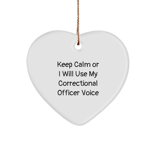 Correctional Officer Gifts from Friends, Heart Ornament with Funny Quote, Christmas Unique - Image 1