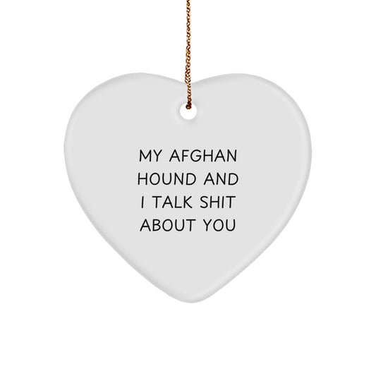 Funny Heart Ornament for Afghan Hound Dog Lovers - Christmas Unique Gifts from Friends and Family - Image 1