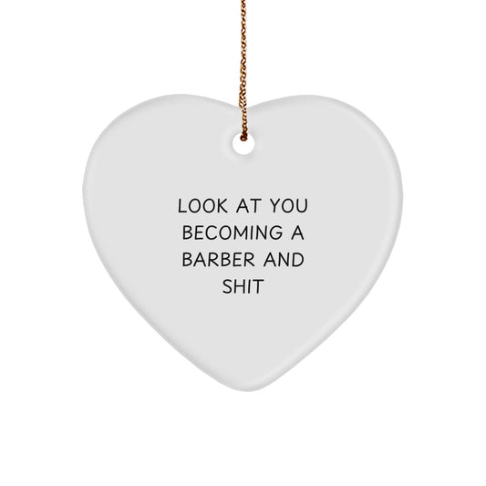 Funny Barber Heart Ornament Gifts from Men to Family for Christmas Unique - Image 1