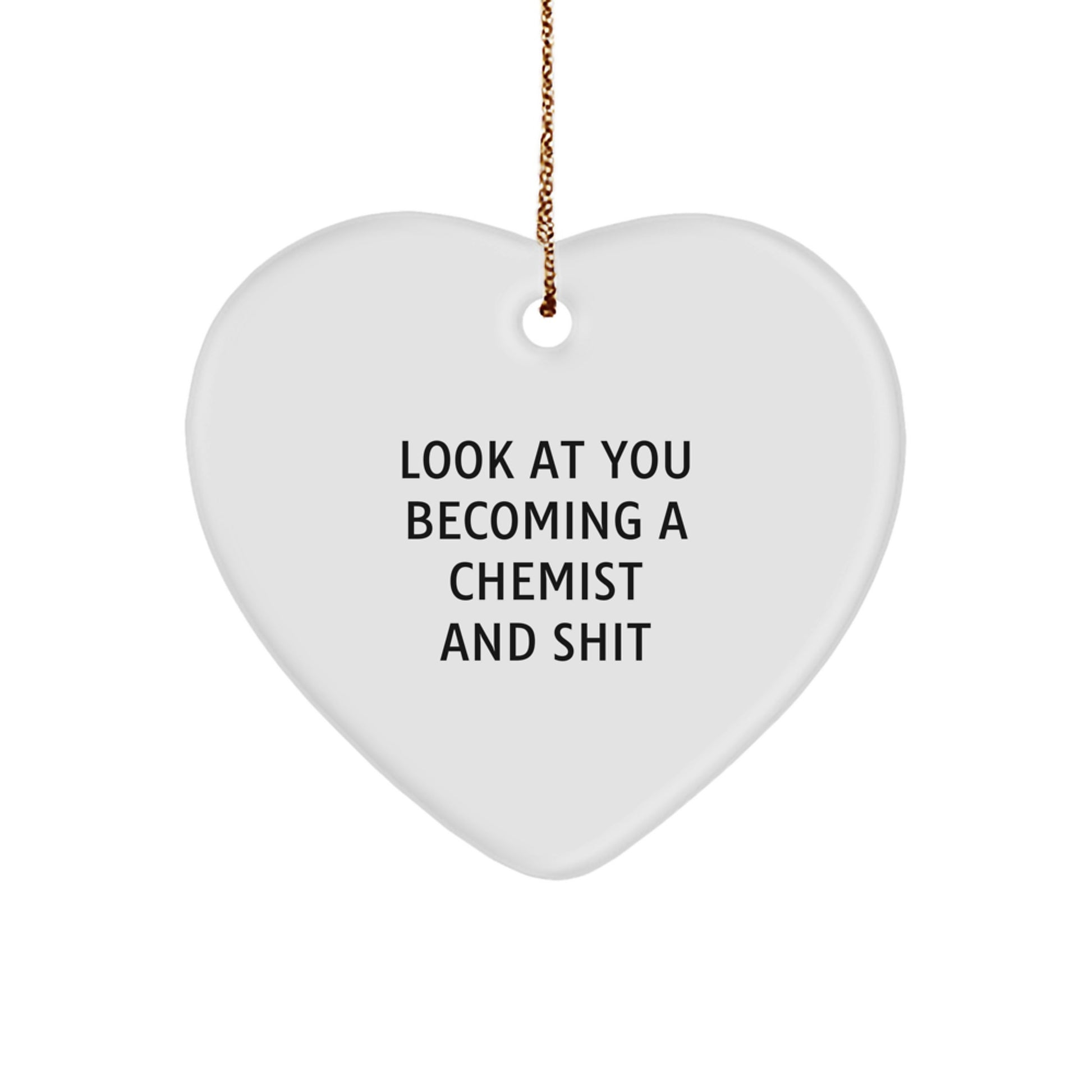 Funny Chemist Gifts for Him - Heart Ornament 'Look At You Becoming A Chemist And Shit' from Friends, Coworkers, Family - Image 1