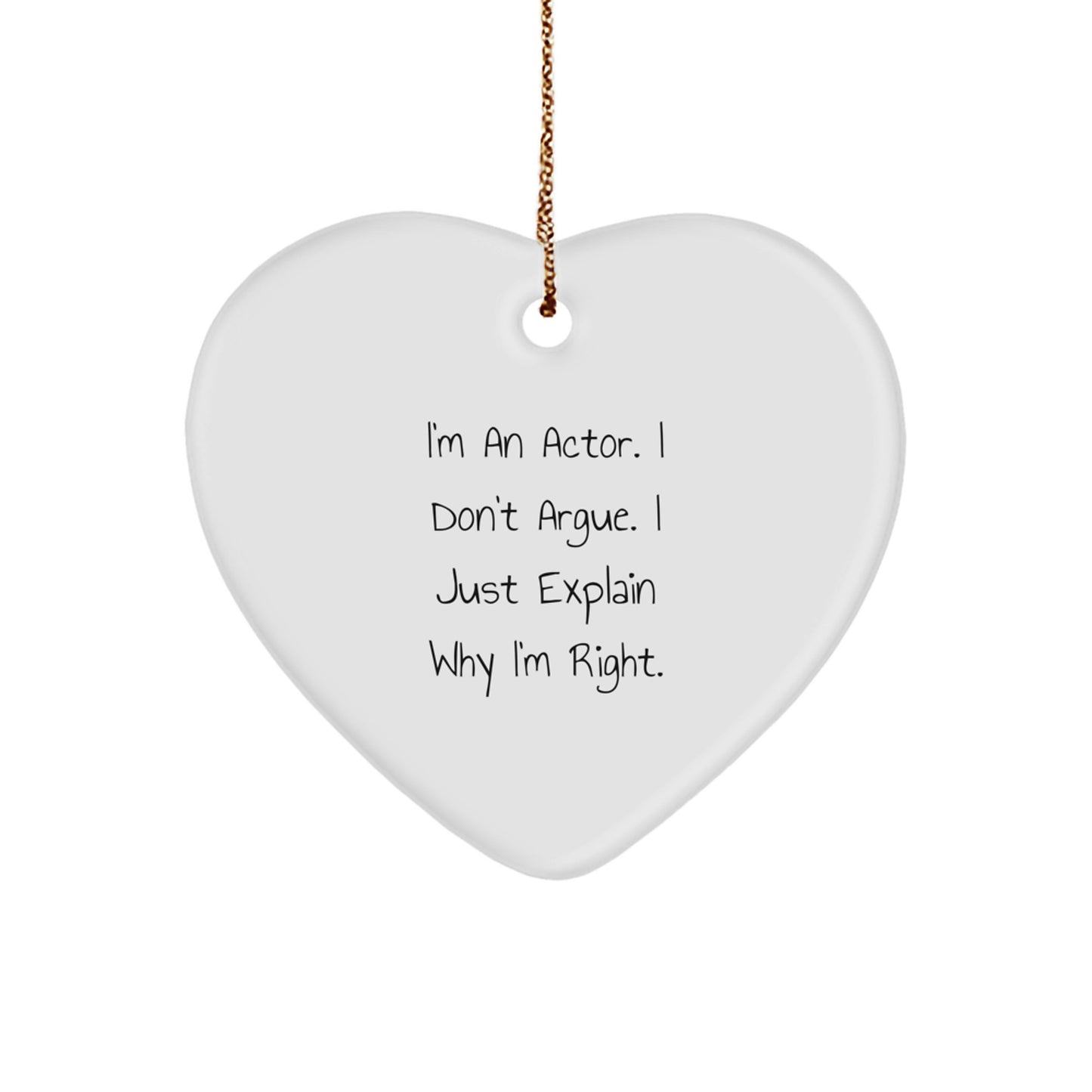 Funny Actor Heart Ornament Gifts for Men, Gifts from Friends, Actor Christmas Unique Gifts - Image 1