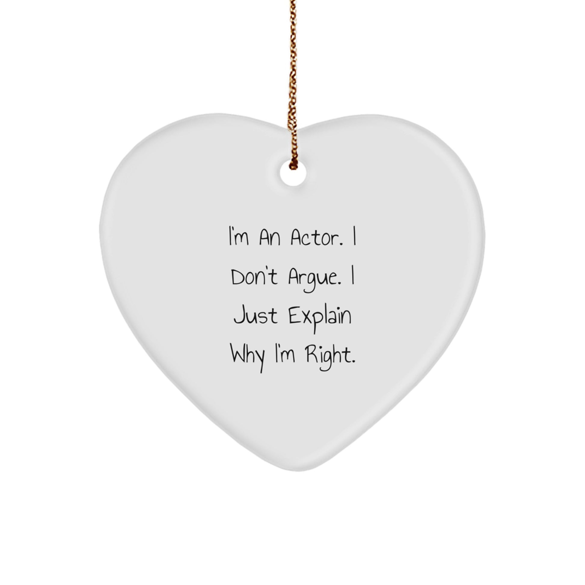 Funny Actor Heart Ornament Gifts for Men, Gifts from Friends, Actor Christmas Unique Gifts - Image 1